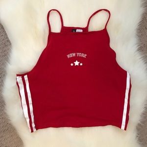 Red New York crop top